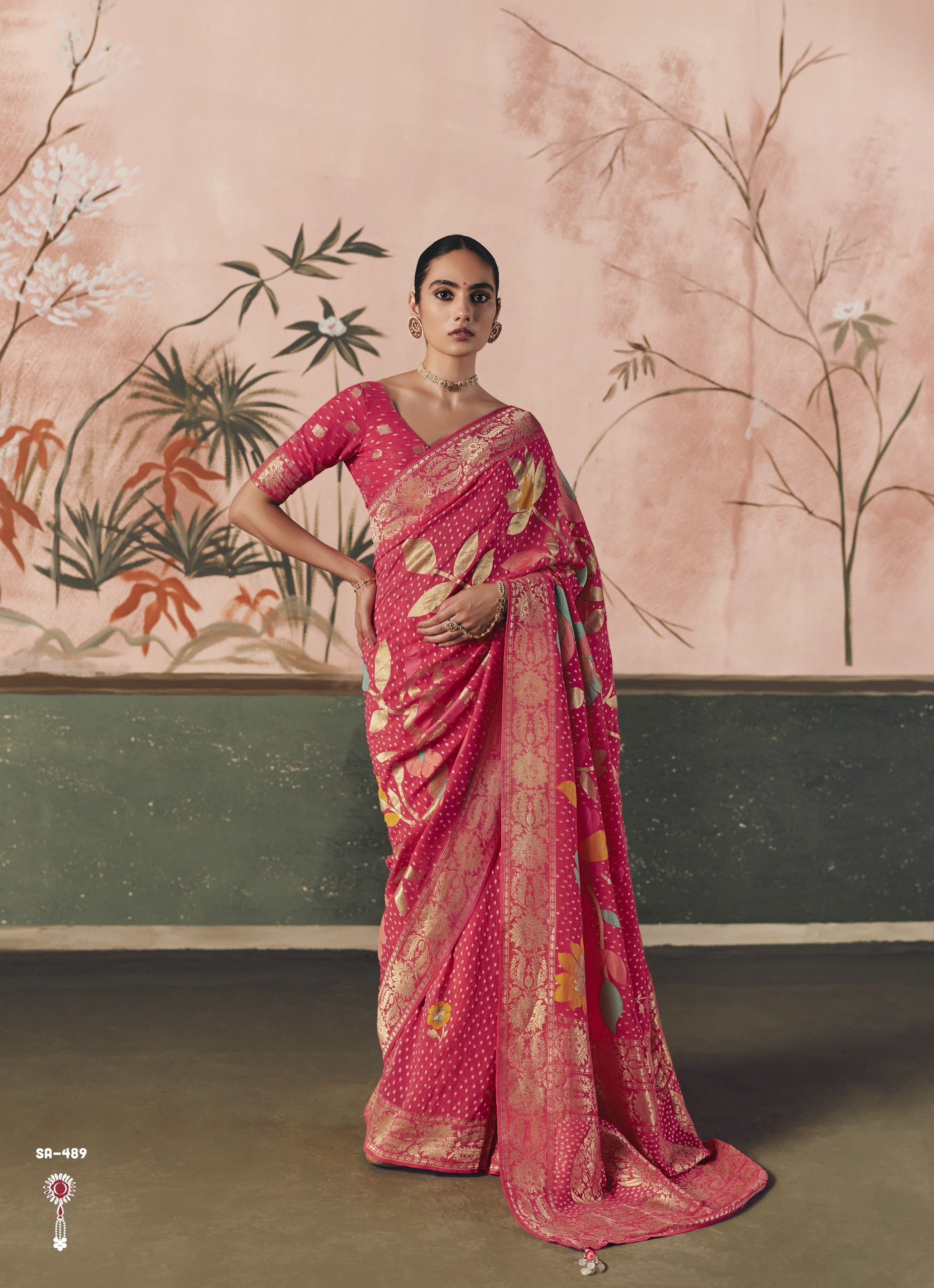 Designer Weaving Work & Beautiful Tassels Wedding Edit Bandhani Saree